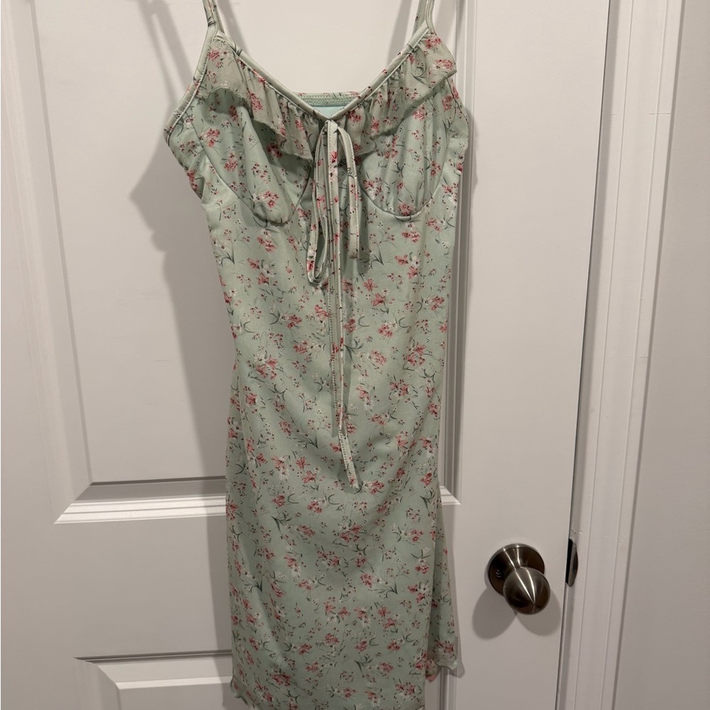 SHEIN Mint Green Floral Mini Dress